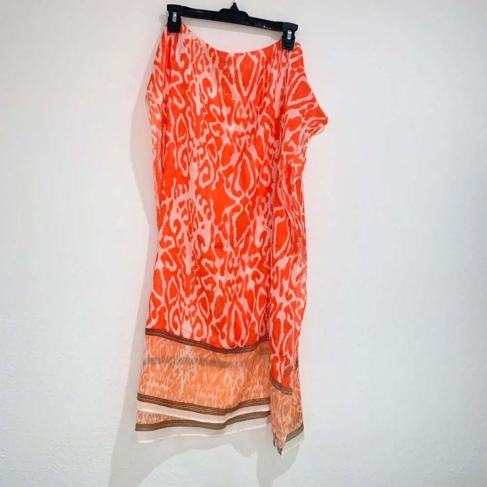 Orange Print‎ wrap scarf Cover-Up Swim Beach Pool Resort Wear